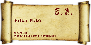 Belba Máté névjegykártya